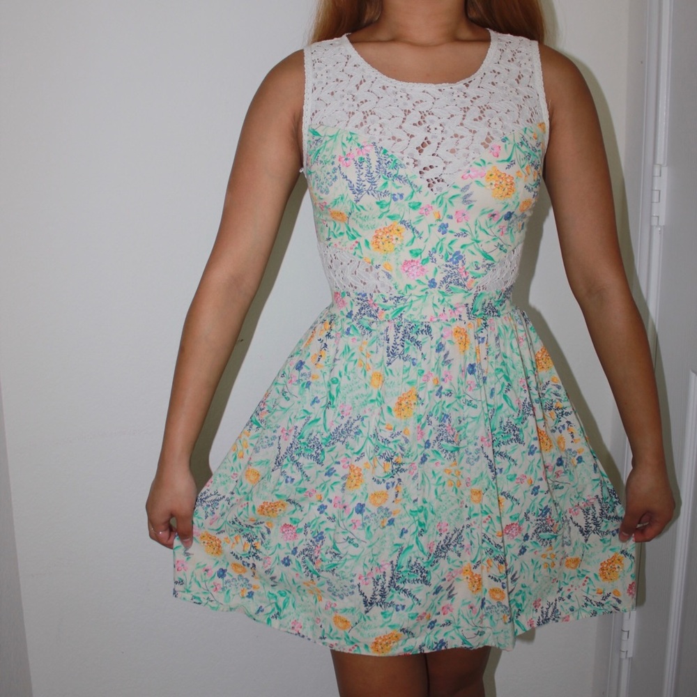 floral and lace skater (skirt) dress